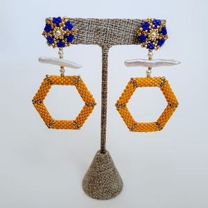 "Les Filles d'Orient" Handcrafted Geometric Beaded (Mustard)